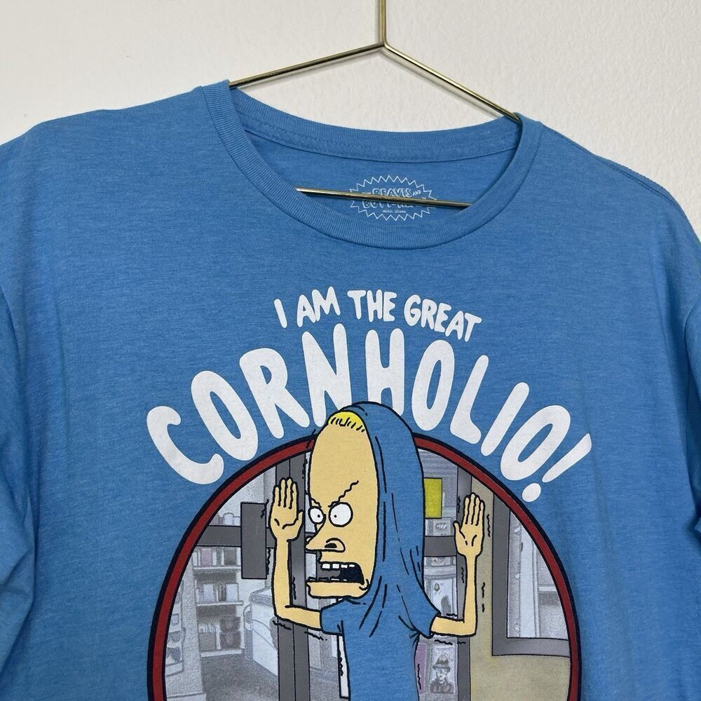 MTVs Beavis & Butt-Head Shirt Large I Am The Great Cornholio Mens Blue 90s